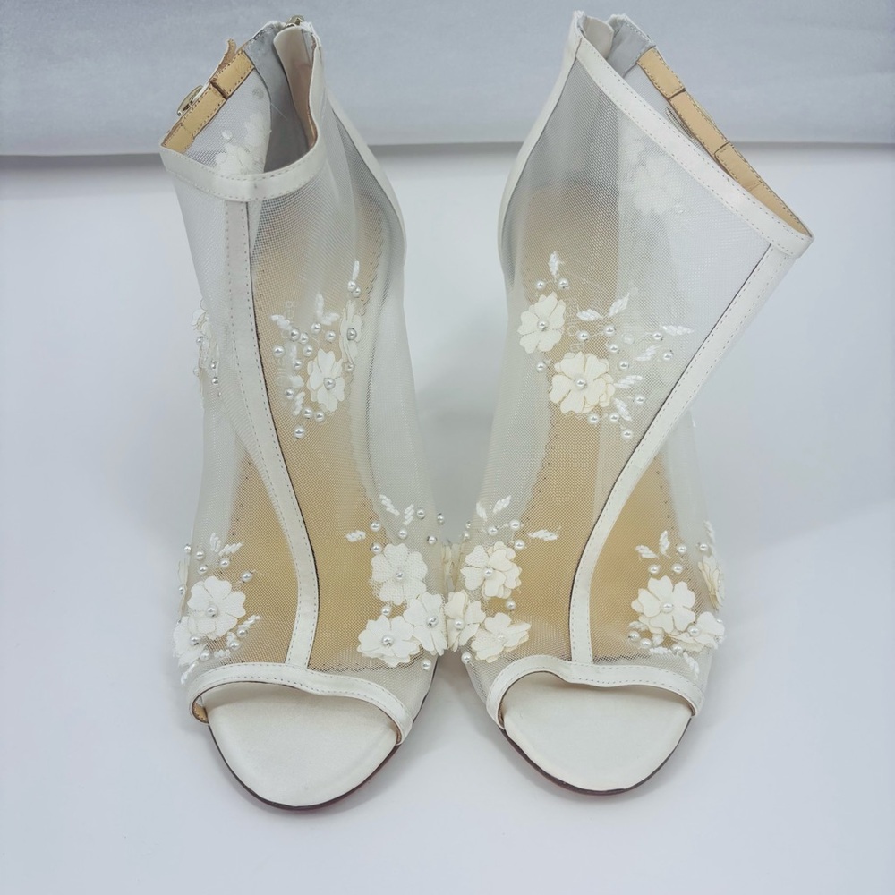 Ivory Floral Heeled Boots - Bella Belle - Picture 9 of 11
